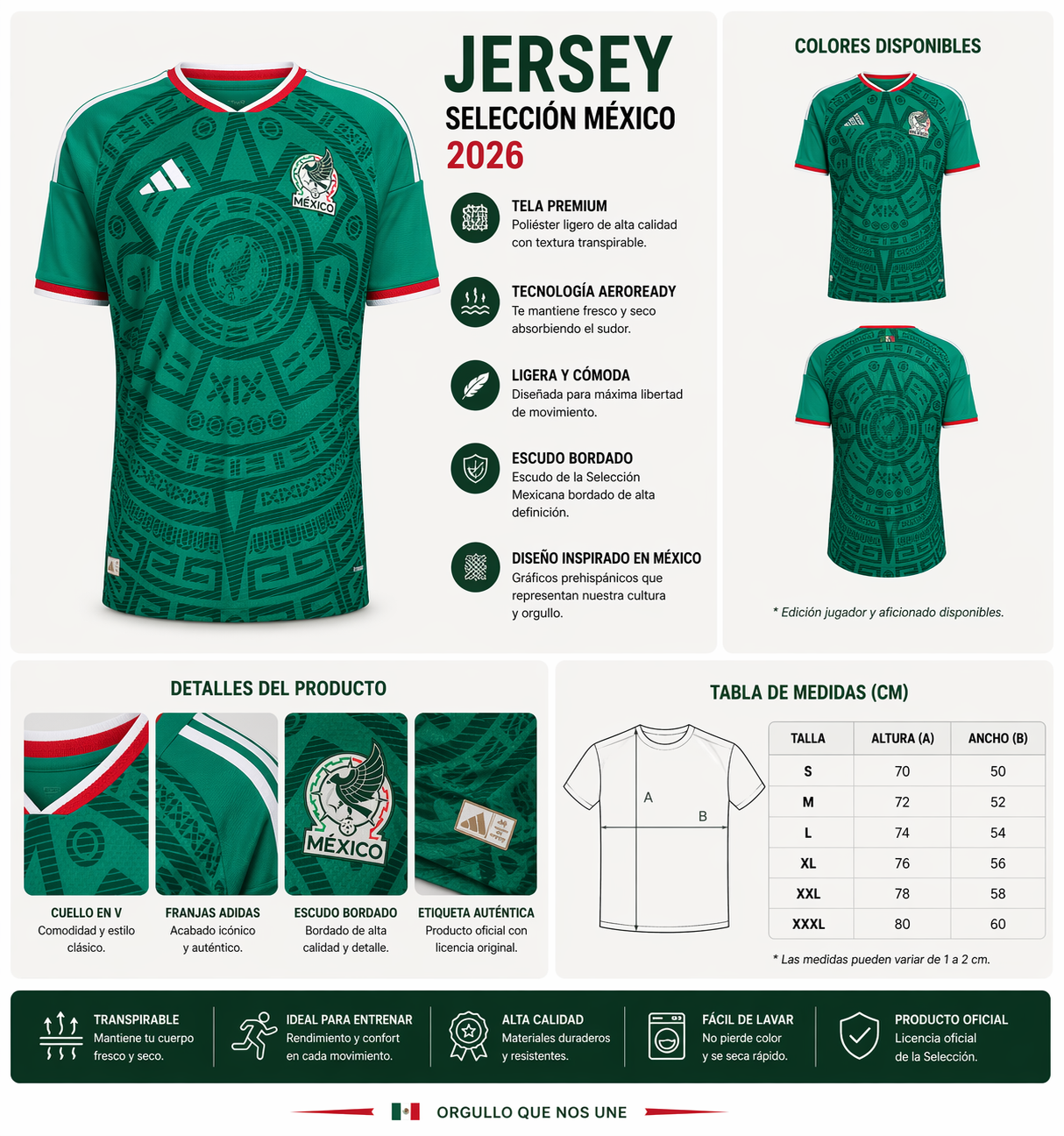 Jersey Local Selección Nacional de México 26 Versión Jugador