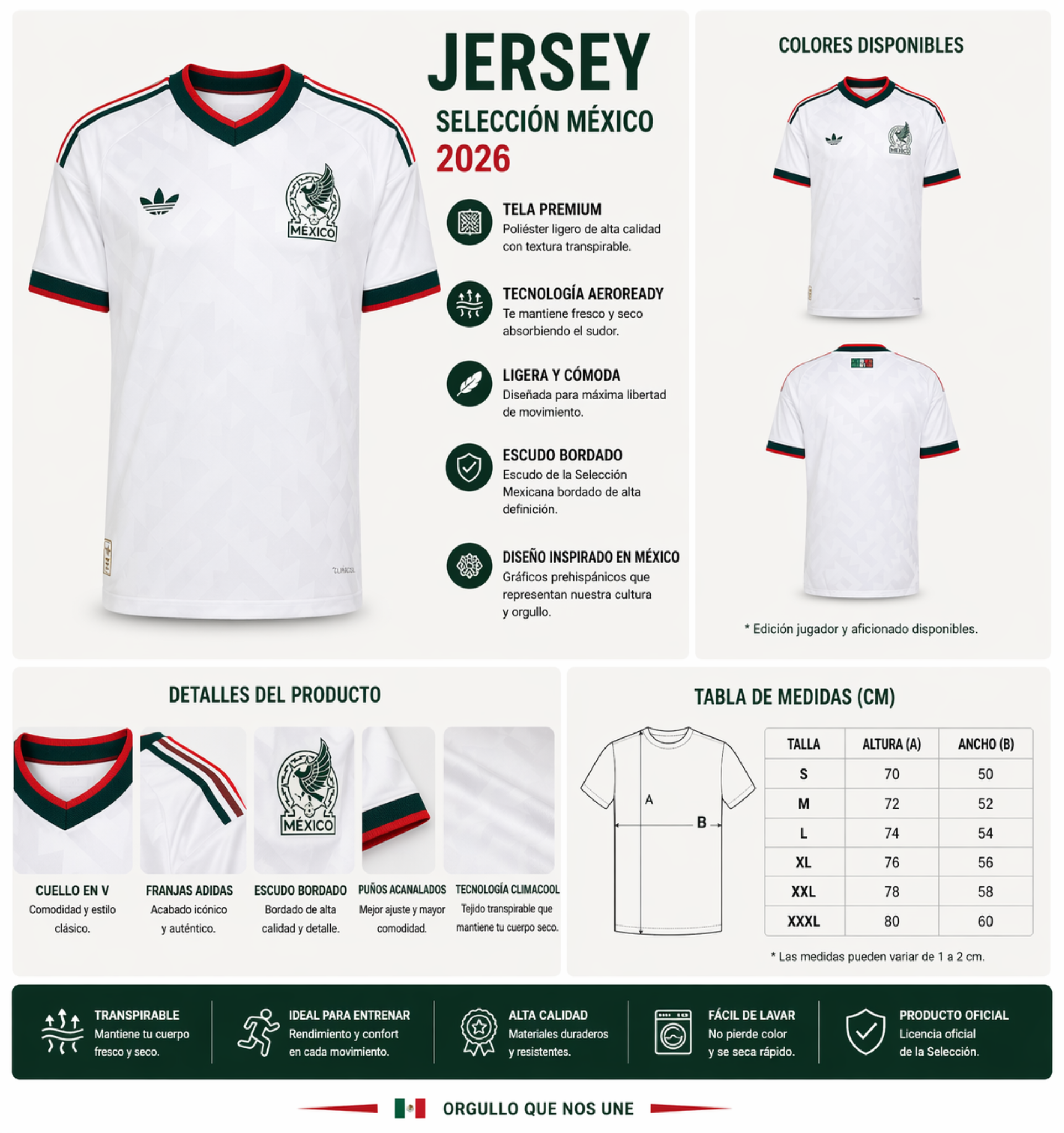 Jersey Visitante Selección Nacional de México 26 Versión Jugador